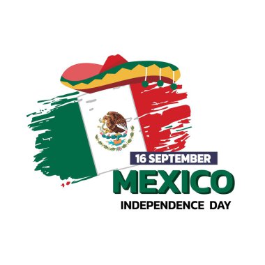 Meksika Bağımsızlık Günü Tasarımı, 16 Eylül kutlama şablonu ve dağınık boya sıçrama konsepti.