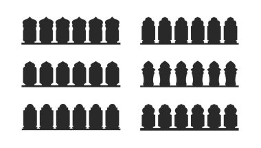 İslami cami kapısı silüeti, Arap kemeri. Ramazan Kareem için Arap Müslüman tasarımı çerçevesi. Cami kapısı ve pencere şekilleri.