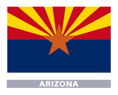 Arizona bayrağı. Amerikan devlet bayrakları resmi renk ve oranlarda