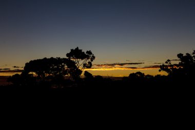 Newcastle, siluet ile Nsw Avustralya günbatımı
