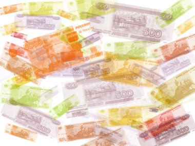 Birçok Rus kağıt para ruble arka plan