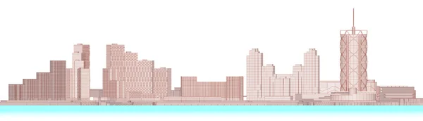 Panorama grattacielo edificio della città su sfondo bianco — Foto Stock