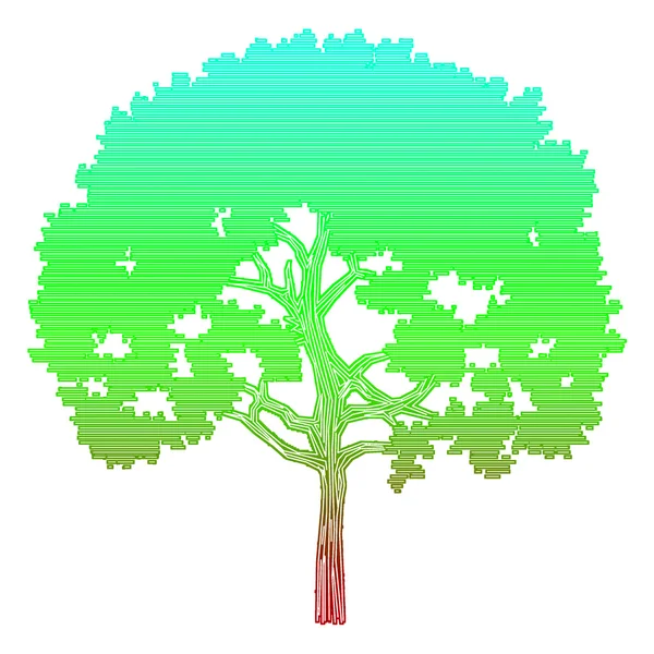 Tree summer. Silhouette of colored green-blue and brown stripes on white background — Stock Photo, Image