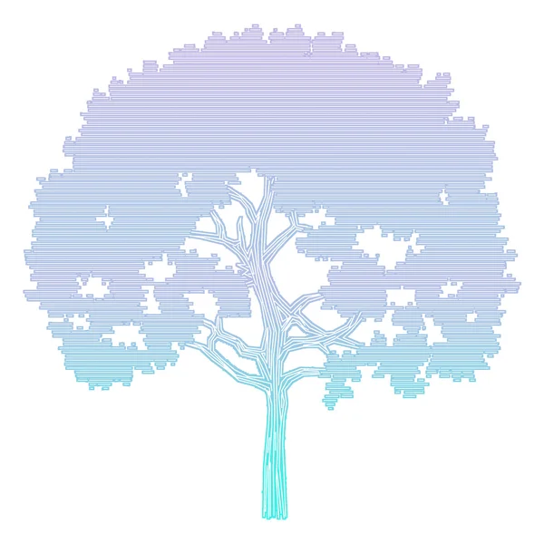 Winter tree graphic. Conventional silhouette of a blue colored stripes on a white background — Stock Photo, Image