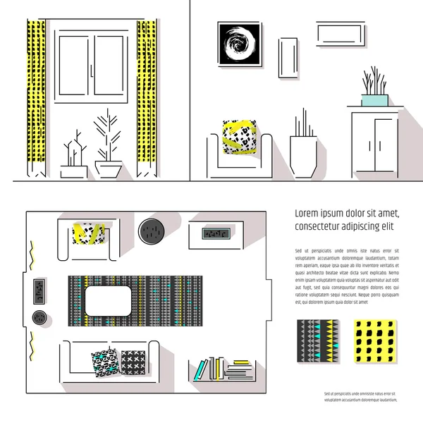 Дизайн интерьера квартиры — стоковый вектор