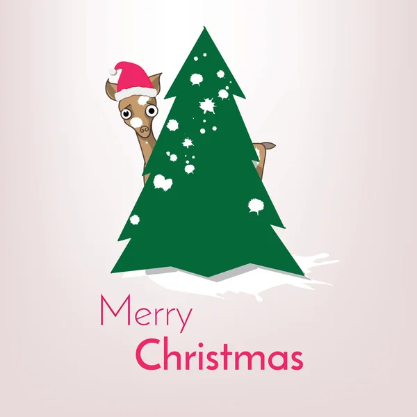Frohe Weihnachten und kleine Hirsche — Stockvektor