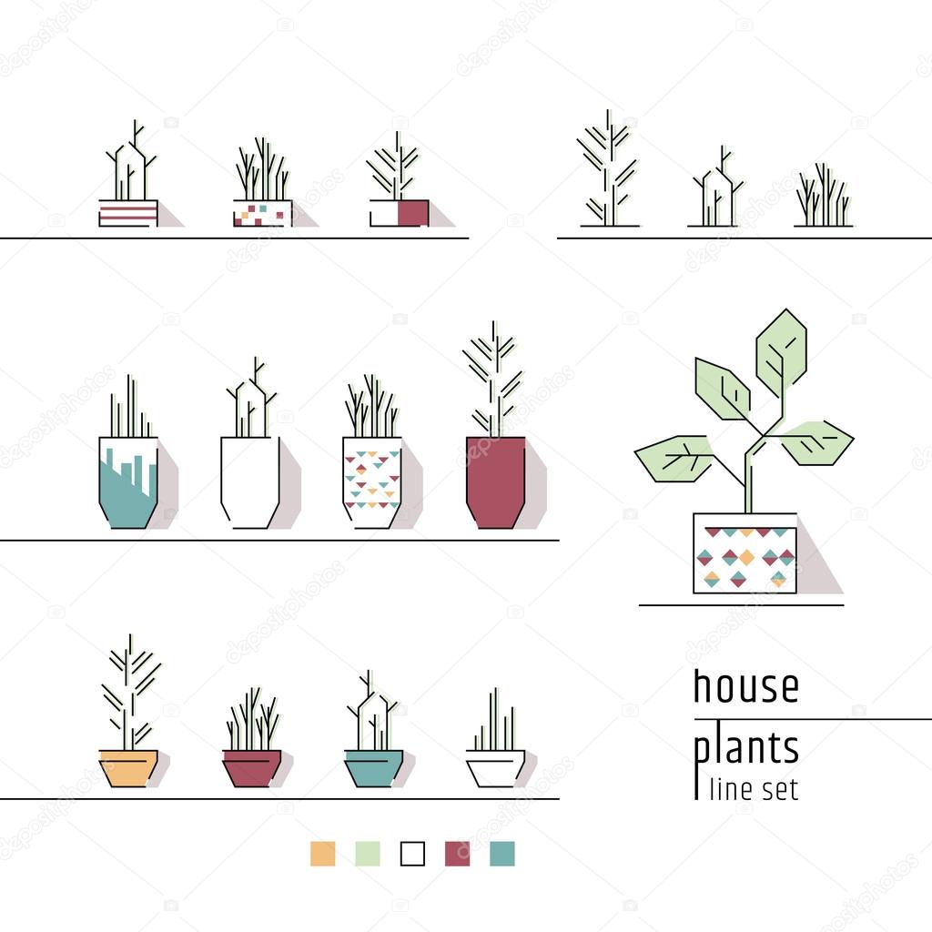 House plants icons, vector illustration isolated on white