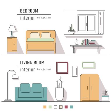 Oturma odası ve yatak odası tasarımı 