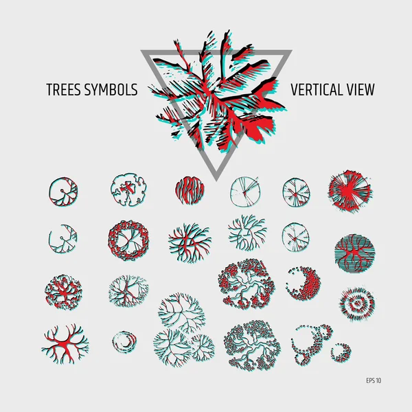 세로 보기 나무 기호 집합 — 스톡 벡터