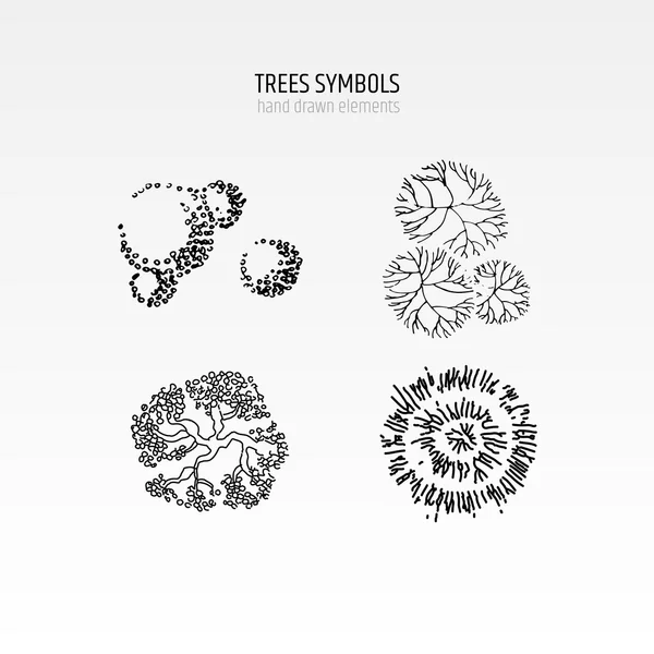 Getekende boom symbolen — Stockvector