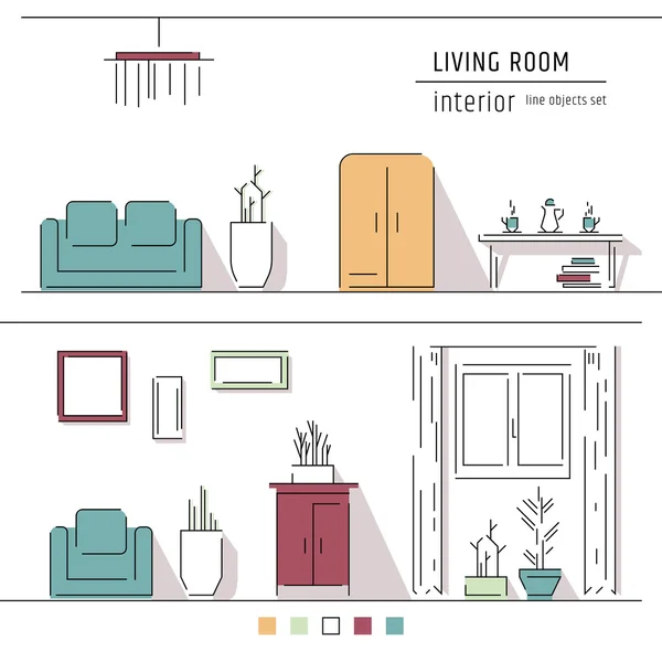 Interior design del soggiorno — Vettoriale Stock