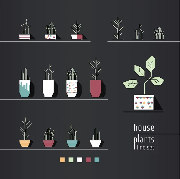 Casa plantas ícones —  Vetores de Stock