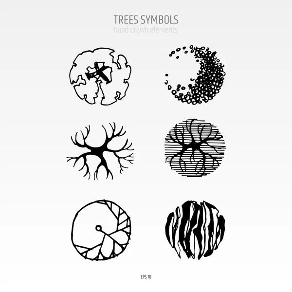 Dragna träd symboler — Stock vektor