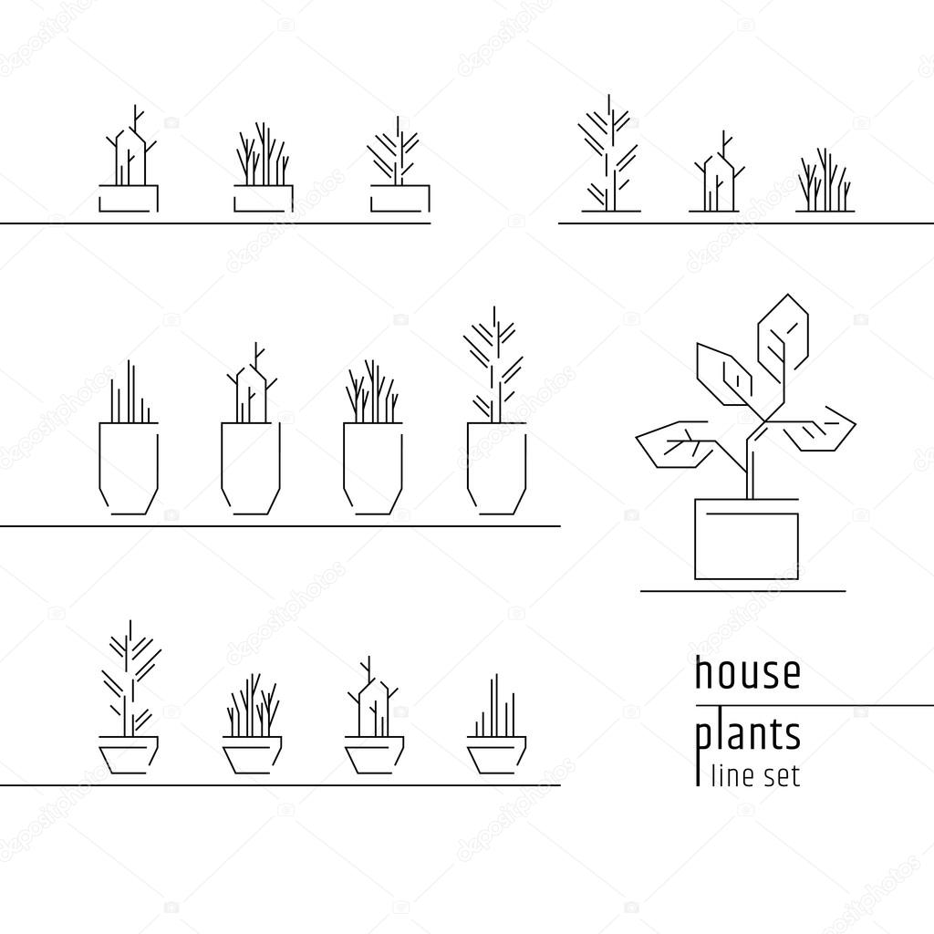 House plants icons, vector illustration isolated on white