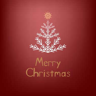 Kırmızı Noel kartı ile Noel ağacı