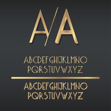 Gold A to Z alphabet. 