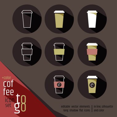 Kahve işareti Icon set take away.