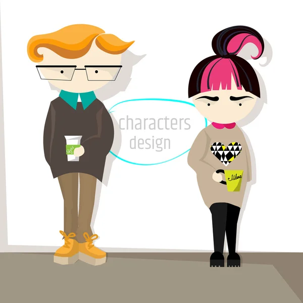 Creativo chico y chica — Vector de stock