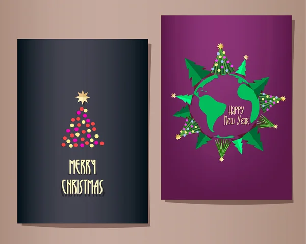 Conjunto de tarjetas de felicitación de Navidad — Vector de stock