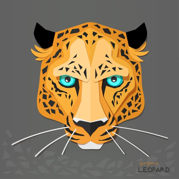 Leopardí tvář papíru portrét. — Stockový vektor