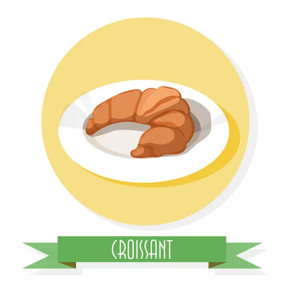 Croissant su piastra bianca — Vettoriale Stock