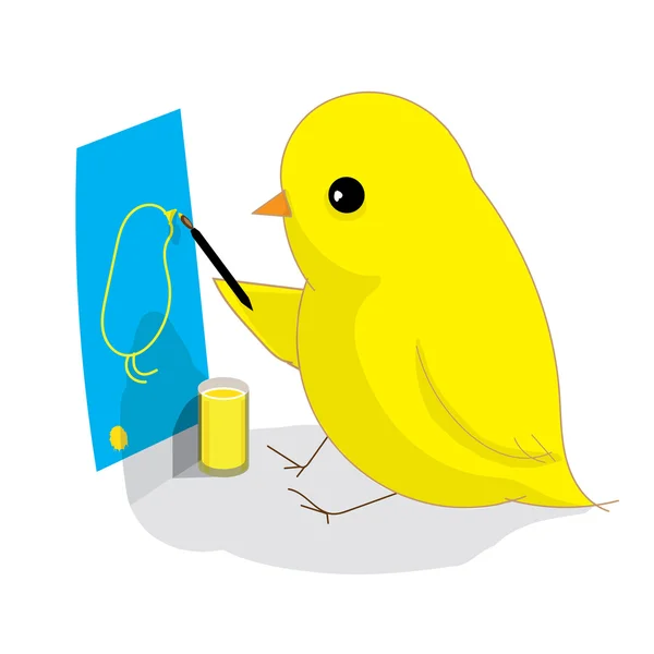 Pájaro amarillo dibujándose — Archivo Imágenes Vectoriales