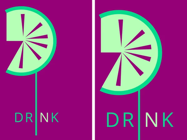 Icône boisson sertie de citron vert — Image vectorielle