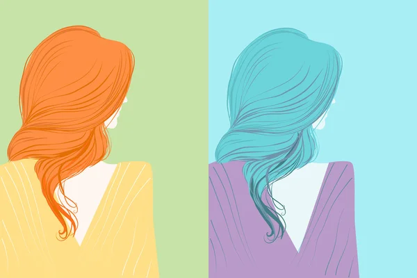 Ensemble de femmes aux cheveux longs — Image vectorielle