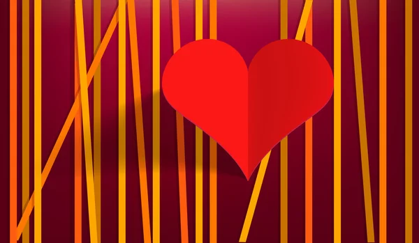 Día de San Valentín papel rojo corazón — Vector de stock