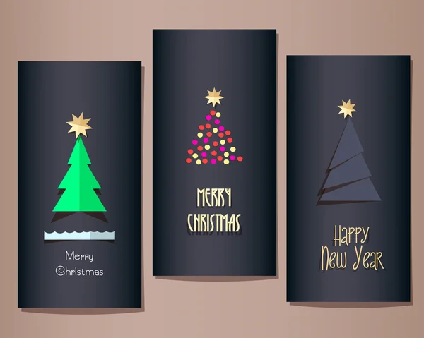 Conjunto de tarjetas de felicitación de Navidad — Vector de stock