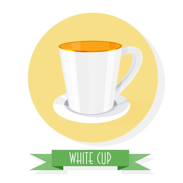 White ceramic cup on a saucer. — Stock Vector