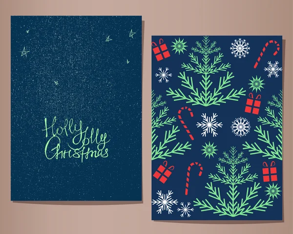 Conjunto de tarjetas de felicitación de Navidad — Vector de stock