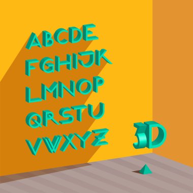 3D izometrik alfabesi.
