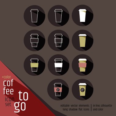 Kahve işareti Icon set take away.