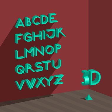 3D izometrik alfabesi.