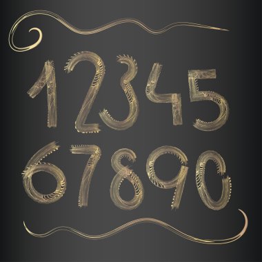Altın dekoratif el yazısıyla yazılan sayılar 