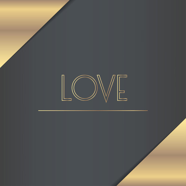 Golden foil corners, 'Love' lettering 