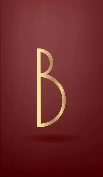 Minimalistischer 3d goldener Buchstabe "b". — Stockvektor