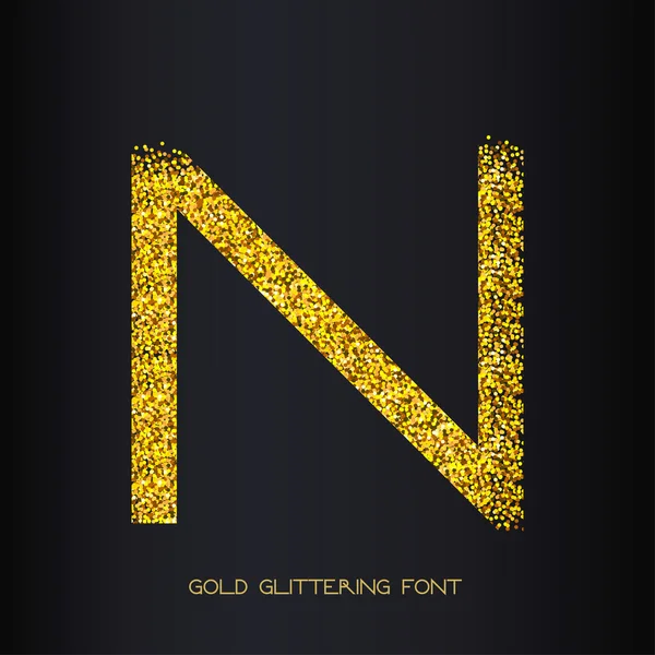 Золотий блиск літери N — стоковий вектор
