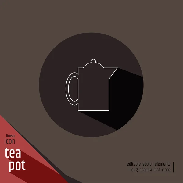 Theepot ronde eenvoudig overzicht pictogram. — Stockvector