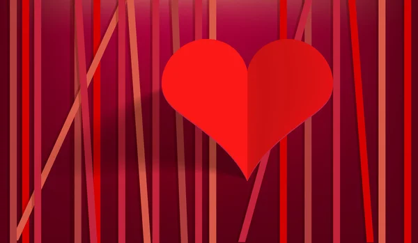 Valentinky den červené papírové srdce — Stockový vektor