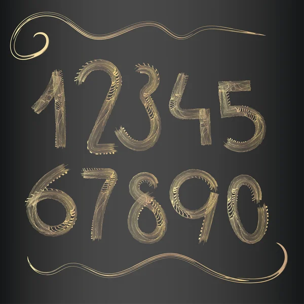 Gyllene dekorativa handskrivna siffror — Stock vektor