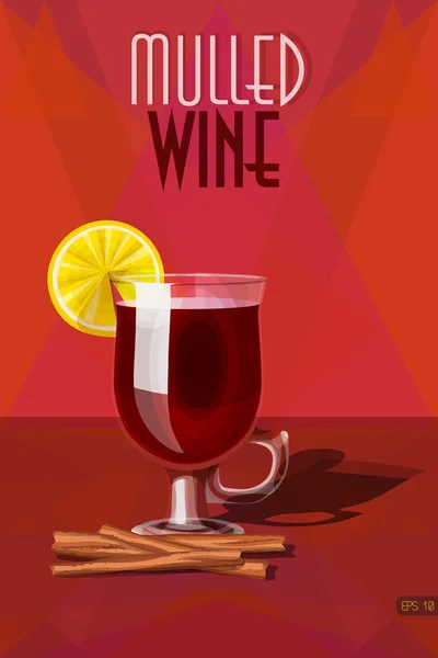 Mulled wine in glass — Stock Vector