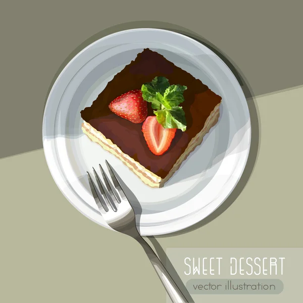 Chocolate cake with strawberries Stock Illustration