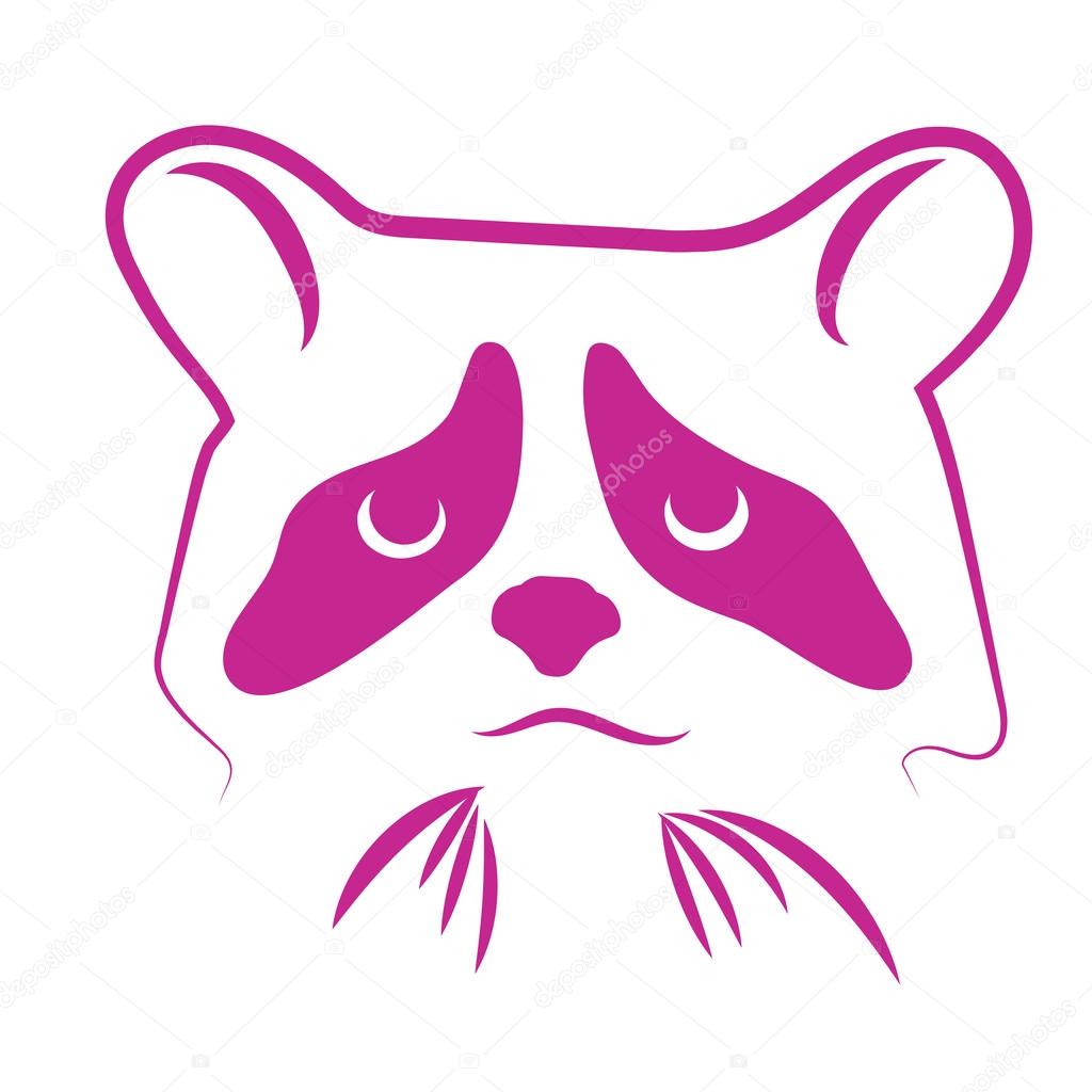 Raccoon logo. Outline on white background.