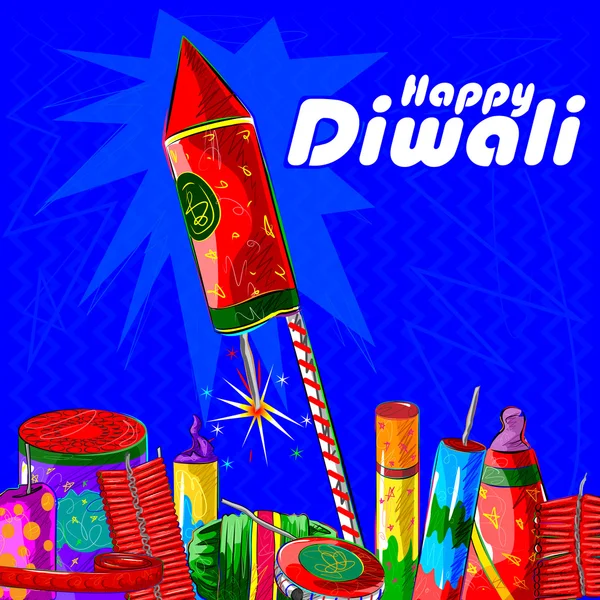 Surtido de petardos para la celebración de Diwali — Vector de stock