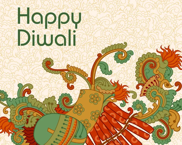 Bombero decorado Diwali — Vector de stock