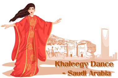 Woman performing Khaleegy dance of Saudi Arabia clipart