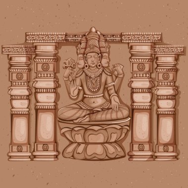 Vintage Statue of Indian Lord Brahma Sculpture clipart
