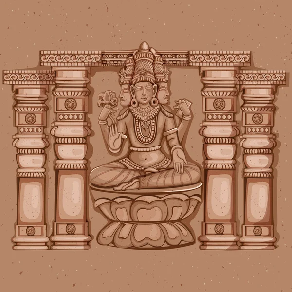 Vintage standbeeld van Indische Lord Brahma beeldhouwkunst — Stockvector